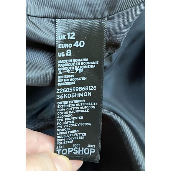 TOPSHOP Black & White Front Zipper Mini Skirt with Pockets, Size 8 - Picture 8 of 12